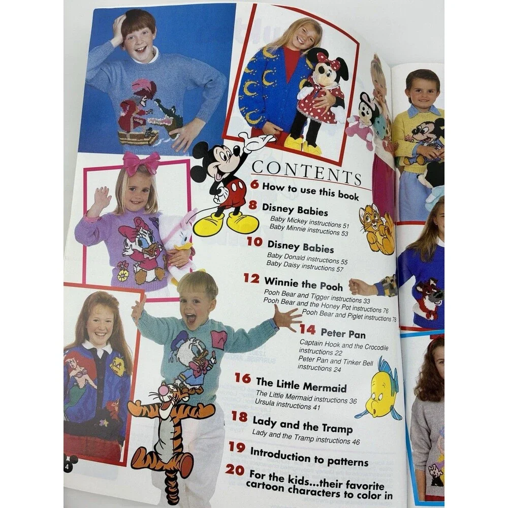 Disney Knitting Pattern Book Fun Knits Mickey Donald New Idea Age 3-12 years